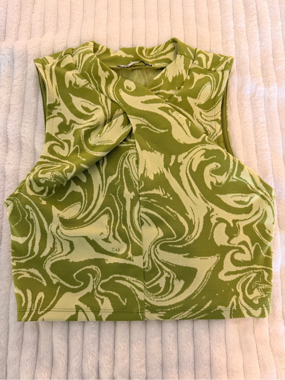 Zara Green Swirl Knit Crop Top